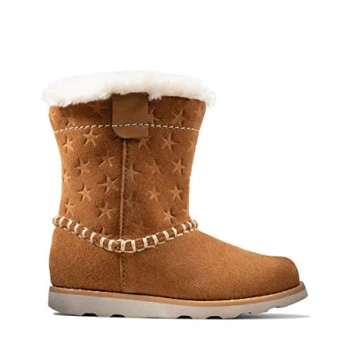 Image of Clarks Girls’ Crown Piper T Chelsea Boot, Tan Suede, 5.5 Child (22 EU)