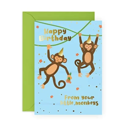 Image of Central 23 Mum Birthday Cards For Her &#039;Happy From Your Little Monkeys&#039; Happy Card Dad Son Gifts Daughter Comes with Fun Stickers