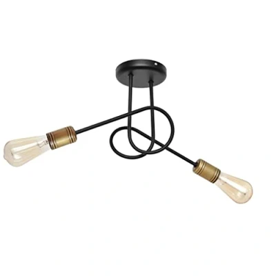 Image of Helam Oxford Multi Arm Semi Flush Ceiling Light Black, Patina 38cm