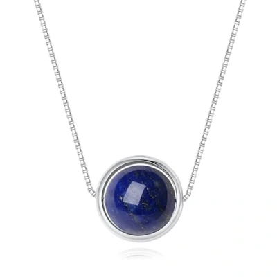 Image of COAI 925 Sterling Silver Chain Lapis Lazuli Blue Stone Necklace for Women