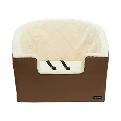 Image of Amazon Basics Dog Car Seat, Pet Booster Bucket, Large, Tan, 45.7 x 55.8 40.6 cm