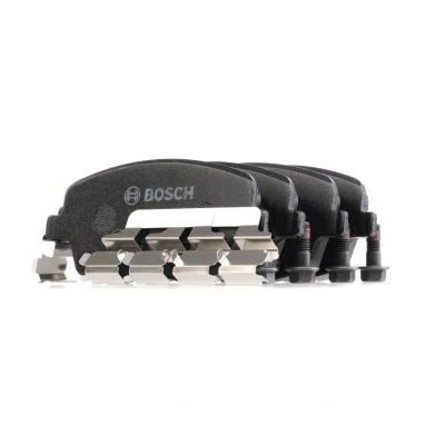 Image of 6Q0698151A Brake pad set BOSCH 0 986 424 829 Low Metallic with bolts/screws spring, accessories SKODA: Fabia 2, I Hatchback, Roomster