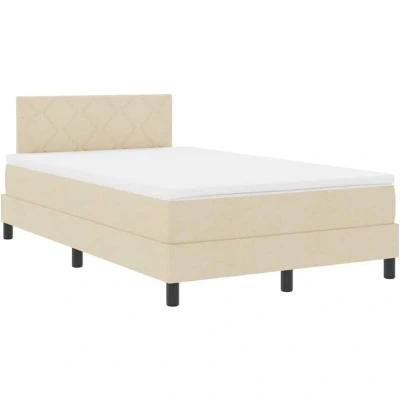 Image of Box Spring Bed with Mattress Cream 120x200 cm Fabric Vidaxl