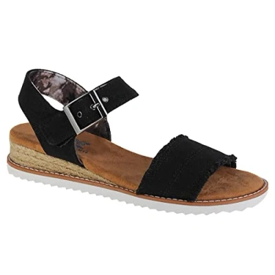 Image of Skechers Women&#039;s Desert KISS Adobe Princess Sandal, Black Canvas, 6 UK