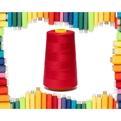 Image of Rohans Overlock Yarn 40/2 (120), 5000 Yards (4570 Meters) Sewing Thread Cones, Machine Multi Colour 100% Polyester Material (Red, 1)
