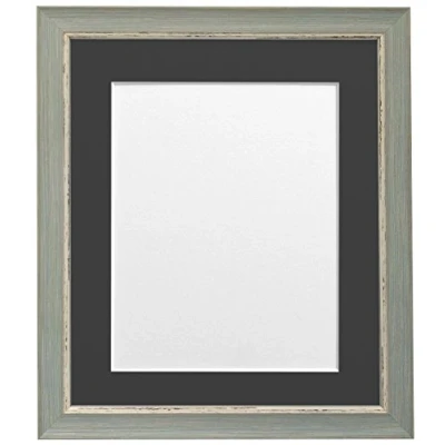 Image of FRAMES BY POST Nordic Distressed Picture Photo Frame, Recycled Plastic, Blue with Black Mount, 14 x 11 Image Size 12 8 Inch