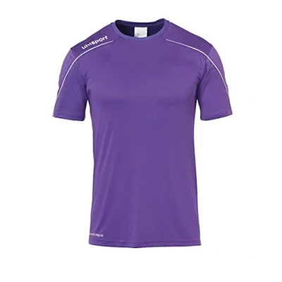 Image of Uhlsport Stream 22 Short Sleeve Jersey Junior, Lime Yellow/Black, Moisture Wicking Crew Neck Dry Tech Kids, Size 30/32