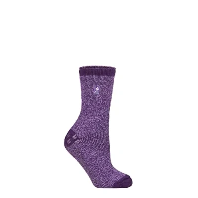 Image of Women&#039;s 1 Pair SOCKSHOP Heat Holders 2.3 TOG Plain and Patterned Slipper Socks Florence Purple 4 8 Ladies