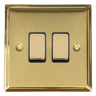 Image of G&amp;H Brassware Deco Mixed Brass 2 Gang / Double Switch DMB302