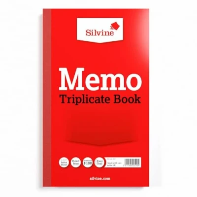 Image of Silvine 8x5&quot; Duplicate Memo Book Numbered 1 100 with Index Sheet