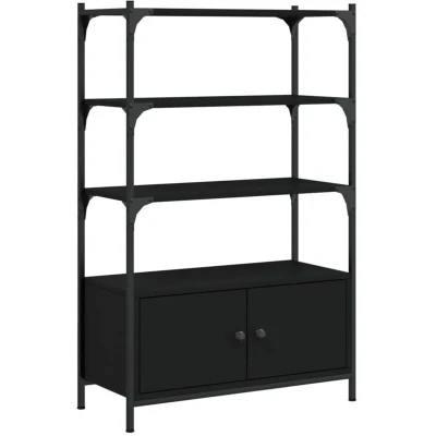 Image of vidaXL Bookcase 3 Tier Black 70x30x109.5 cm Engineered Wood
