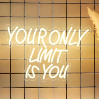 Image of Your Only Limit Is You Neon Signs, Warm White Light for Wall Decor, LED Dimmable Letter Up Sign USB Powered Bedroom Living Room Bar Wedding Engagement Home Birthday Party