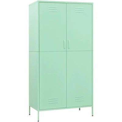 Image of vidaXL Wardrobe Mint 90x50x180 cm Steel Construction Adjustable Shelves and Hanging Rod Bedroom Storage Solution