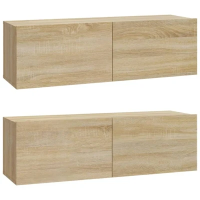 Image of vidaXL Wall TV Cabinets 2 pcs Sonoma Oak 100x30x30 cm Engineered Wood