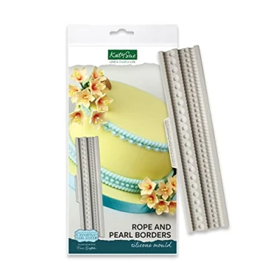 Image of Katy Sue Rope and Pearl Borders Silicone Cake Decorating Mould (from The Ceri Griffiths Creative System)