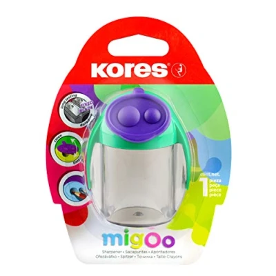 Image of Kores Double Hole Pencil Sharpener MigOo with Container Sharpeners, School Supplies, Office Cute Stationery, University Supplies Pack of 1 in Assorted Colours