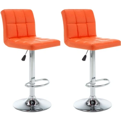 Image of vidaXL Bar Stools 2 pcs Orange Faux Leather