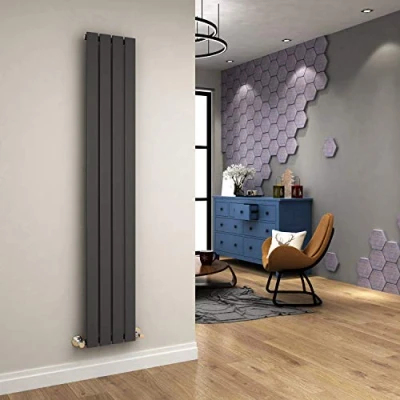 Image of ELEGANT 1800 x 300mm Anthracite Vertical Column Radiator Single Flat Panel Designer Bathroom