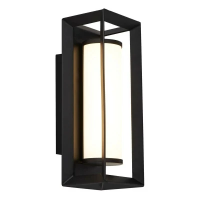 Image of Rectangular Led Wall Light, Matt Black 200mm