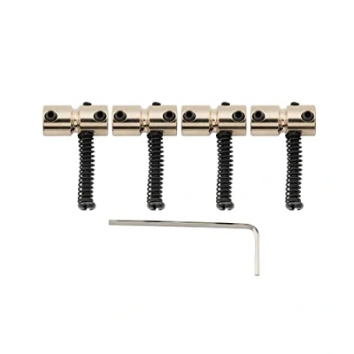 Image of Musiclily Pro 19mm Steel Bass Bridge Saddles for 4 String Precision Jazz Bass, Gold (Set of 4)