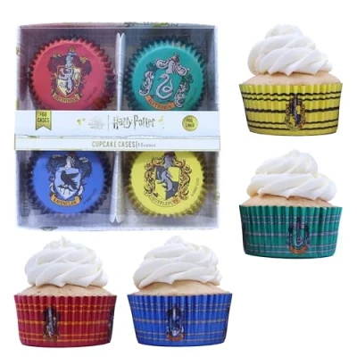 Image of PME Harry Potter Foil Lined Cupcake Cases, Pack of 60, Hogwarts Houses