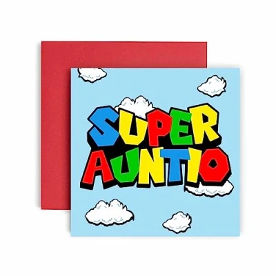 Image of Huxters Birthday Cards for Women Super Aunty Happy Card Birthday, Mother’s Day with Lovely Red Envelope Funny (Aunty)