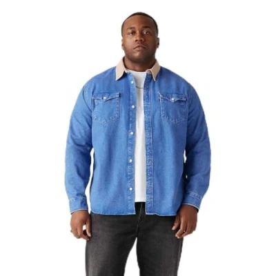 Image of Levi&#039;s Plus BIG Relaxed FIT Western Shirt, Men&#039;s, Size: 3XL, Wade vintage wash