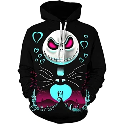 Image of MLSJDGER Unisex Nightmare Before Christmas Jack &amp; Sally Novelty Hoodie 3D Print Sweatshirts XL