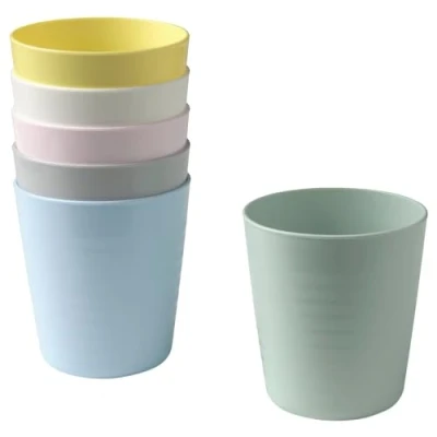 Image of IKEA Kalas Childs Plastic Mug Pastel Multicoloured 6 x 17 Centimetre, Pack of