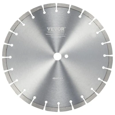 Image of VEVOR Diamond Blade, 14inch/350mm Concrete Saw Blade Wet or Dry, 0.47inch/12mm Flat Teeth Segment Universal 1 inch/25.4 mm Center Hole Diameter, for Cement Board Tile Brick