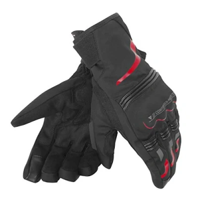 Image of Dainese TEMPEST UNISEX D DRY SHORT GLOVES, Black/Red, Size XXS