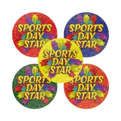 Image of Sparkling &#039;Sports Day Star&#039; Variety Pack of 125 x 28mm stickers.