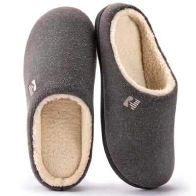 Image of RockDove Men&#039;s Sherpa Lined Memory Foam Clog Slipper, Size 8/9 UK Men, Dove Gray