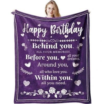 Image of VivaJoy Birthday Gifts for Women Throw Blanket 60&quot;X50&quot;, Idea Gifts, Best Her, Friends, Mum, Wife(Purple)