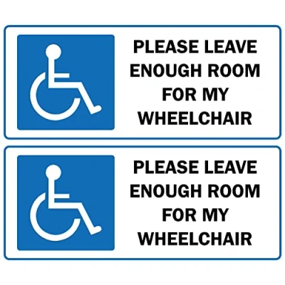 Image of Please leave enough room for my wheelchair Self adhesive stickers (Pack of 2 stickers) 200mm x 85mm