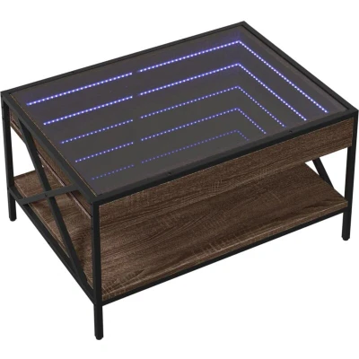 Image of vidaXL Coffee Table with Infinity LED Brown Oak 70x50x38 cm