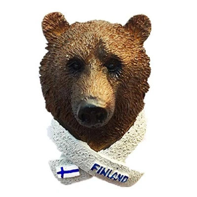 Image of 3D Brown bear of Finland souvenir fridge magnet,Home &amp; kitchen decoration magnetic sticker refrigerator magnet travel gift