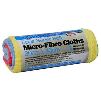Image of Streetwize Super Soft Microfibre Towels Pack of 6 Machine Washable Ideal For Cleaning: Windows, Bodywork, Wheel and Interior