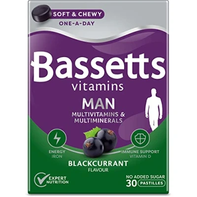 Image of Bassetts Vitamins Man Multivitamins &amp; Multiminerals Blackcurrant Flavour 30 Gummy Pastilles