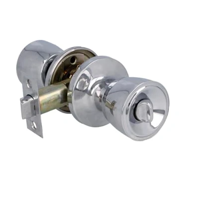 Image of Amig Mod. 602 Set of Knobs Shiny Chrome Brass 18.5 x 8 cm Includes Door Knob Private Function External Emergency Device and Internal Lock from 35 45 mm