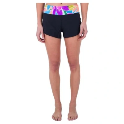 Image of Hurley Women&#039;s Island 2.5&#039; Soft Waist Boardshort Swimsuit, Black/Isla Multi, S