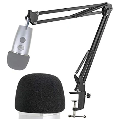 Image of YOUSHARES Blue Yeti Nano Boom Arm Stand with Pop Filter, Mic Suspension Microphone &amp; Cover Foam for