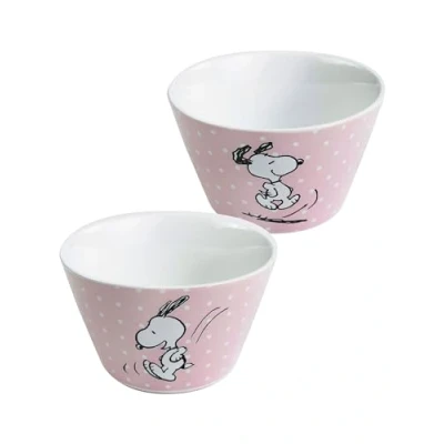 Image of United Labels The Peanuts Snoopy Bowl, Cereal Pink with Spots, Porcelain, 500 ml