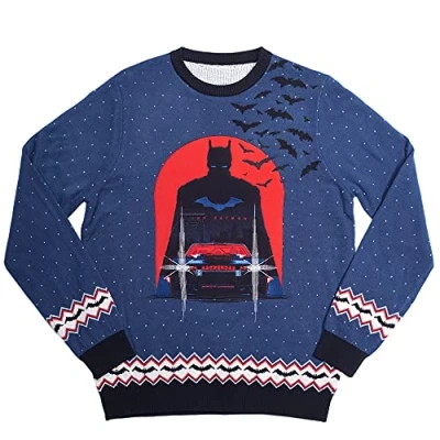Image of Numskull The Batman Official Unisex Knitted Jumper, Medium Ugly Novelty Christmas Sweater Gift