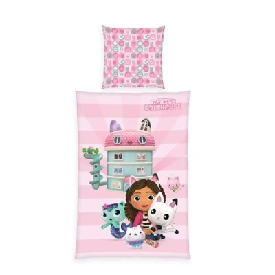 Image of Klaus Herding GmbH Gabby&#039;s Dollhouse Bed Linen, Pillowcase Approx. 80 x cm, Duvet Cover 135 200 with Smooth Zip, 100% Cotton, Renforcé