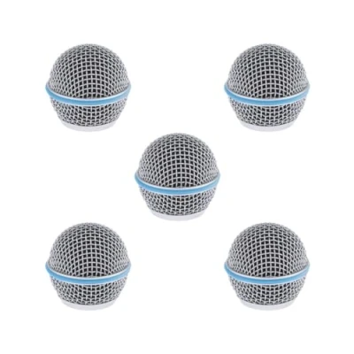 Image of 5 set Replacement Blue Steel Mesh Microphone Grill Head Parts Accessory BETA 58A, Silver