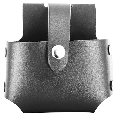 Image of Black Leather Tape Holder Hoslter with button loop fastening heavy duty Scaffolding Tools