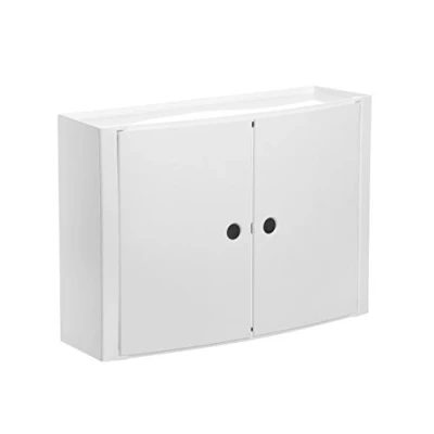 Image of TATAY Horizontal plastic cabinet, white colour, 2 doors without knobs, and removable inner shelf.