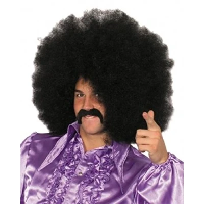 Image of Pams Men&#039;s Fancy Party Stag Nights Artificial Hair Mega Jumbo Pop Afro Wig 15&quot; Black