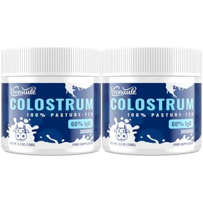 Image of Veenuule Colostrum Powder Supplement, New Formula with 60% Natural IgG (Immunoglobulins), Grass Fed Cow Colostrum, Non GMO, Unflavored 50 Servings